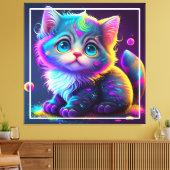 Toile Cute Colorful Chat Artwork numérique-79827 (Insitu(Salon))