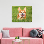 Toile Cute Corgi Jouer dans l'herbe (Insitu(Salon))