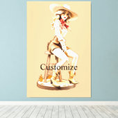 Toile Cute Cowgirl Sitting Thunder_Cove (Insitu (Plancher de Bois))