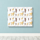 Toile Cute Deer Buck Bull Elk Main Dray Baby Nursery (Insitu (Plancher de Bois))