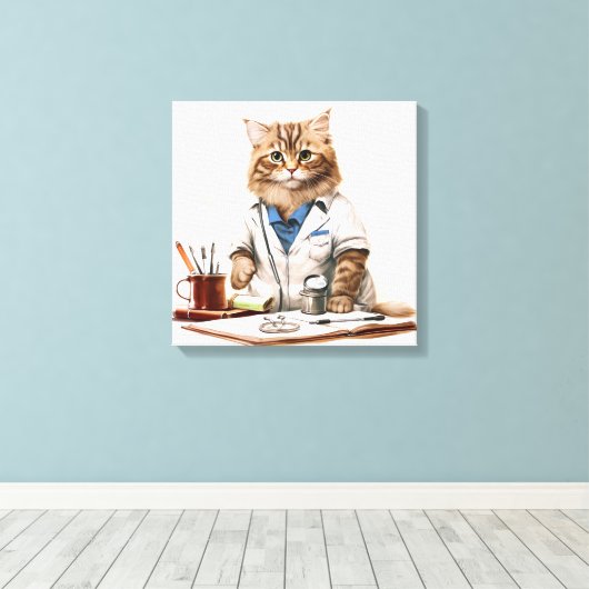 Toile Cute Docteur Chat Comme Peinture (Insitu (Plancher de Bois))