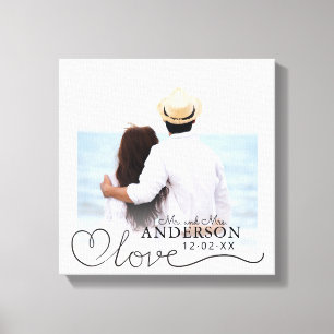 Toile Cute Elegant White Mr et Mrs Mariage photo