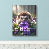 Toile Cute February Hedgehog with Amethyst Heart (Insitu (Plancher de Bois))