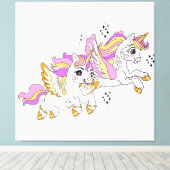 Toile Cute flying unicorns  (Insitu (Plancher de Bois))