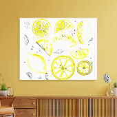 Toile Cute Fraîche Citrus Citron D'Été Doodle Jaune (Insitu(Salon))