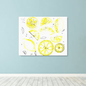 Toile Cute Fraîche Citrus Citron D'Été Doodle Jaune (Insitu (Plancher de Bois))