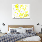 Toile Cute Fraîche Citrus Citron D'Été Doodle Jaune (Insitu(Chambre))