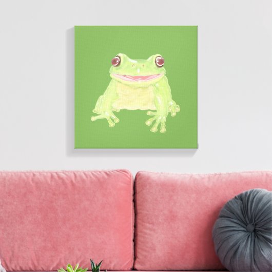 Toile Cute Green Tree Frog - transparent. (Insitu(Salon))