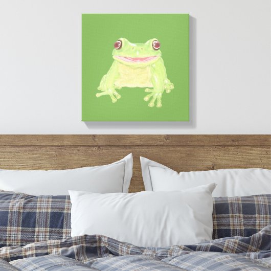 Toile Cute Green Tree Frog - transparent. (Insitu(Chambre))