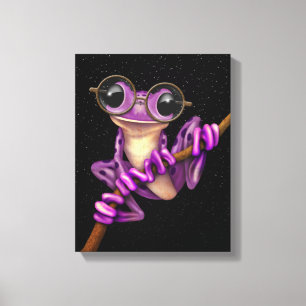Toile Cute grenouille à arbre pourpre avec lunettes d'oe