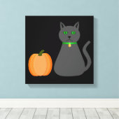 Toile Cute Halloween Chat et Citrouille (Insitu (Plancher de Bois))