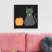 Toile Cute Halloween Chat et Citrouille (Insitu(Salon))