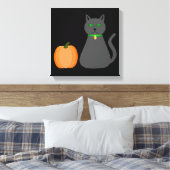 Toile Cute Halloween Chat et Citrouille (Insitu(Chambre))