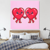 Toile Cute Heart Characters Holding Hands (Insitu(Chambre))