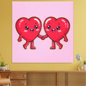 Toile Cute Heart Characters Holding Hands (Insitu(Salon))