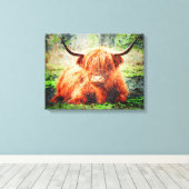 Toile Cute Highland Vache Aquarelle Peinture d'art (Insitu (Plancher de Bois))