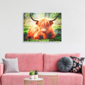 Toile Cute Highland Vache Aquarelle Peinture d'art (Insitu(Salon))