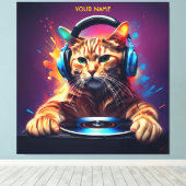 Toile Cute Imaginaire Chat DJ Vinyl (Insitu (Plancher de Bois))