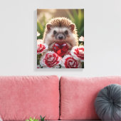 Toile Cute January Hedgehog with Garnet Heart (Insitu(Salon))