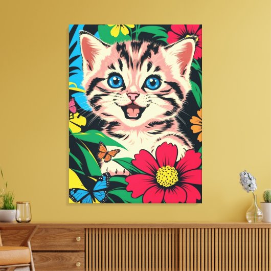 Toile Cute Kitten in Pop Art Painting Style Canvas Print (Insitu(Salon))
