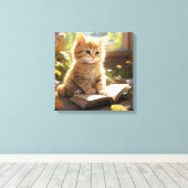 Toile Cute Kitten Lire un livre (Insitu (Plancher de Bois))