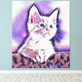 Toile Cute Kitten Portrait Art numérique peinture (Insitu (Plancher de Bois))