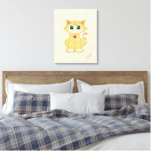 Toile Cute Kitty Chat & Motif Paw sur Coral (Insitu(Chambre))