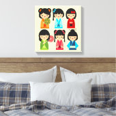 Toile Cute Kokeshi poupées japonaises (Insitu(Chambre))