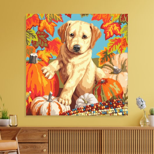 Toile Cute Labrador Retriever Puppy récolte d'automne (Insitu(Salon))