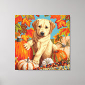 Toile Cute Labrador Retriever Puppy récolte d'automne (Recto)
