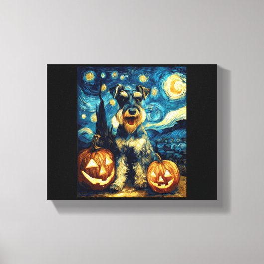 Toile Cute Miniature Schnauzer Dog Halloween Jack O Lant (Recto)