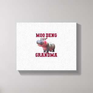 Toile Cute MOO DENG GRANDMA Baby Hippo Granny Enseignant
