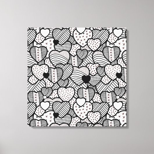 Toile Cute noir blanc coeurs motif (Recto)