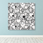 Toile Cute noir blanc coeurs motif (Insitu (Plancher de Bois))