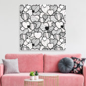 Toile Cute noir blanc coeurs motif (Insitu(Salon))