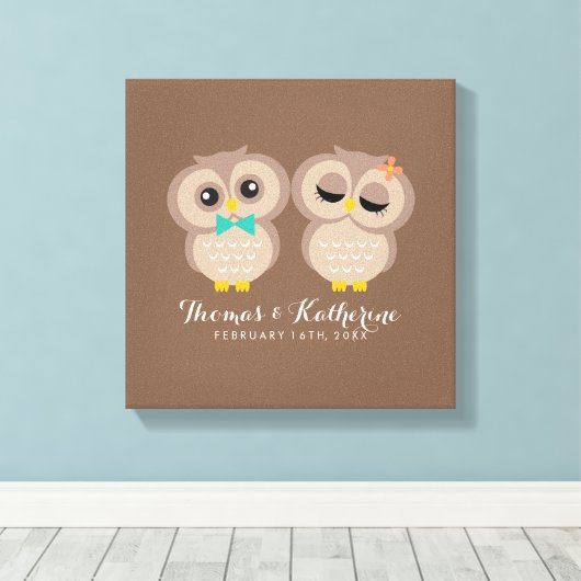 Toile Cute Owl Couple (Insitu (Plancher de Bois))