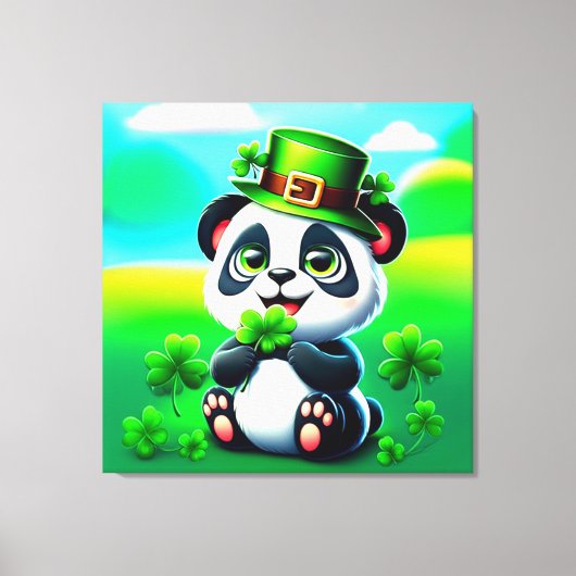 Toile Cute Panda avec thème de la Saint Patrick (Recto)