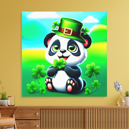 Toile Cute Panda avec thème de la Saint Patrick (Insitu(Salon))