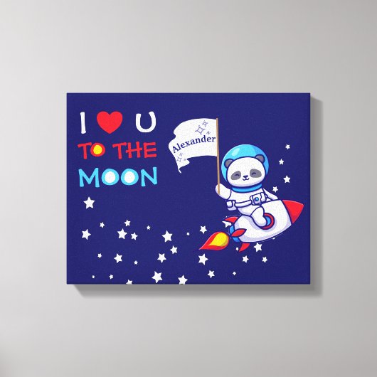 Toile Cute Panda Ours Astronaut Sur Rockship Kids (Recto)