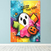Toile Cute Patchwork Ghost Colorful Splatter Art (Insitu (Plancher de Bois))