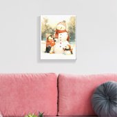 Toile Cute Penguins & Snowman – Cozy Winter Watercolor (Insitu(Salon))
