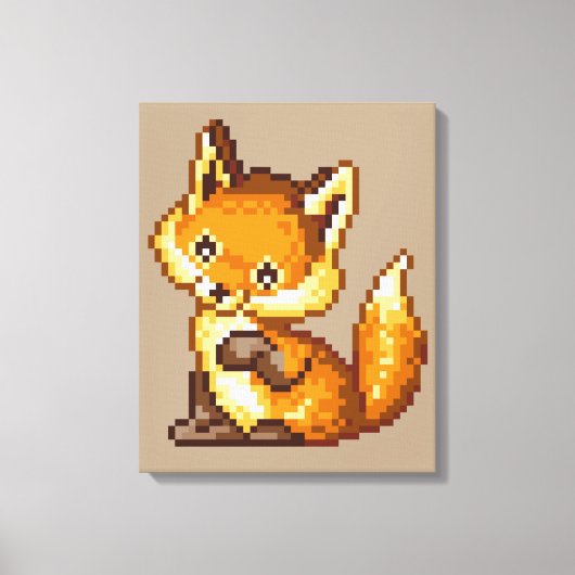 Toile Cute Pixel Art Fox (Recto)