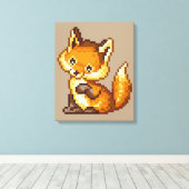 Toile Cute Pixel Art Fox (Insitu (Plancher de Bois))