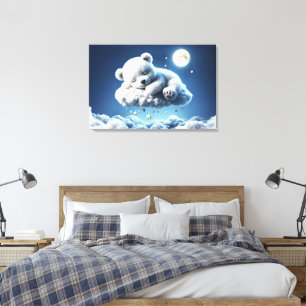 Toile Cute Polar ours cub beauté nuages fluffy