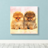 Toile Cute Pomeranian Allemand Spitz Puppies (Insitu (Plancher de Bois))