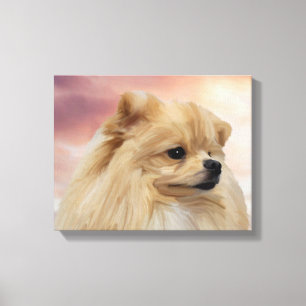 Toile Cute Pomeranian Chien Aquarelle Peinture à l'huile