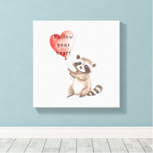 Toile Cute Raccoon Heart Balloon