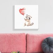 Toile Cute Raccoon Heart Balloon (Insitu(Salon))