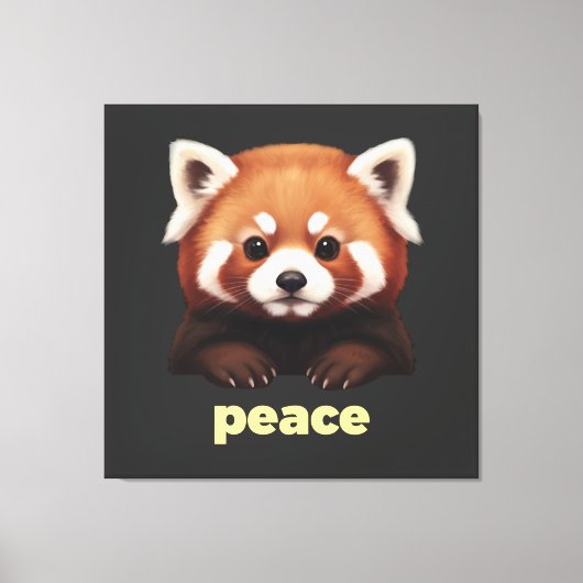 Toile Cute Red Panda "Peace" Illustration for Kids & Nur (Recto)