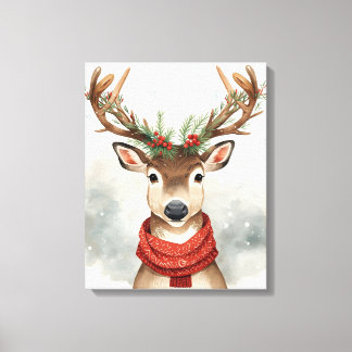Toile Cute Reindeer Christmas Canvas Art For Holiday